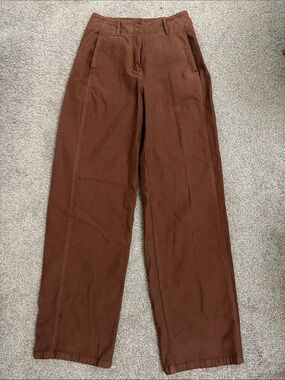 Wilfred Wide-Leg High-Rise Trousers in Chestnut Brown size 2